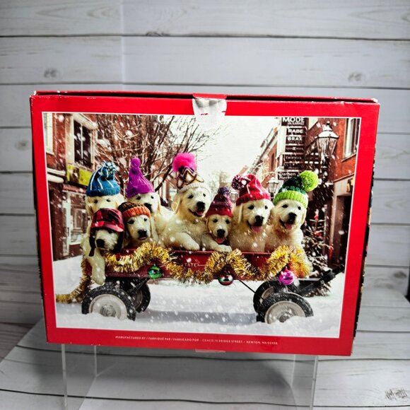 Avanti Puppies in Winter Hats 550 Piece Puzzle by Ceaco Christmas Dogs Wagon - Picture 2 of 7
